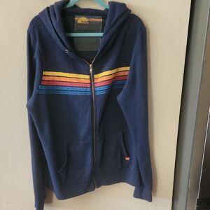 Avon Navy Hoodie with Striped Design